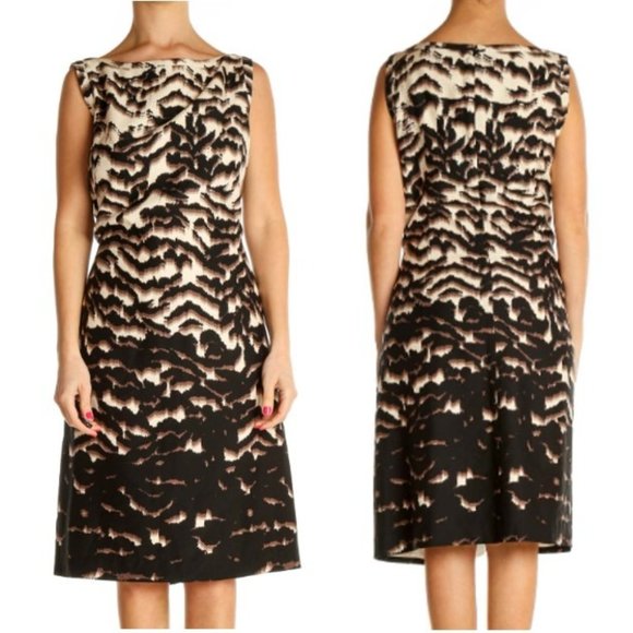 Banana Republic Animal Print Classic Sheath Sleeveless Dress 12 - Picture 1 of 12